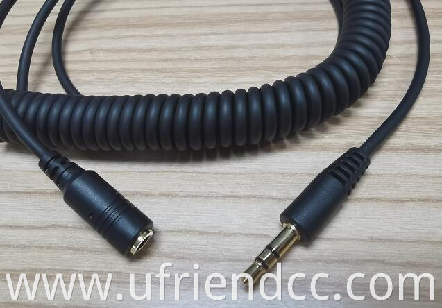 spring wire coiled cable DC 3.5 3 pole male to female extension DC 3.5 4 pole male to male audio cable